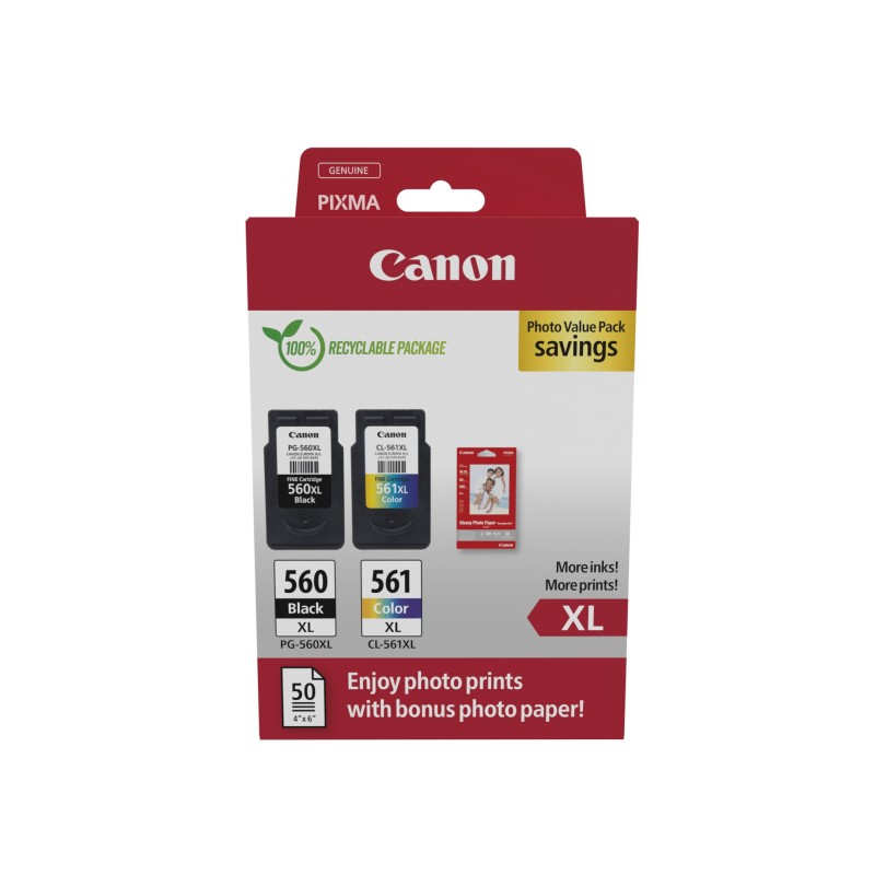 PG-560XL/CL-561XL Photo Value Pack - Glanzend - 2er-Pack - Hohe Ergiebigkeit ...